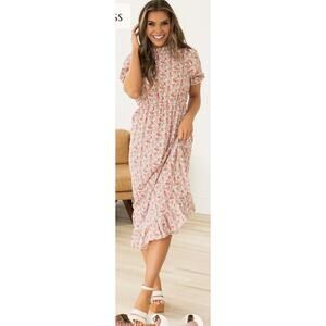 Indie & Co. Dress X-Small Amelia Floral Cottage Core Ruffle Like New Feminine